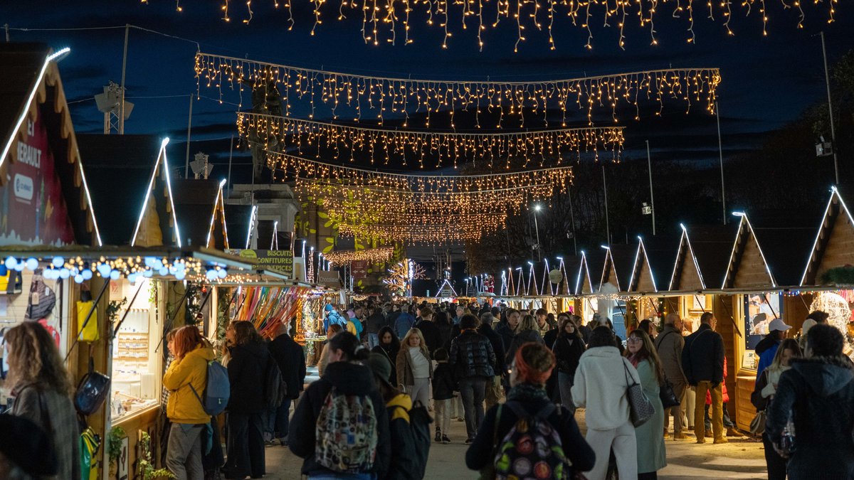 Marché de Noël de Montpellier sous la pluie