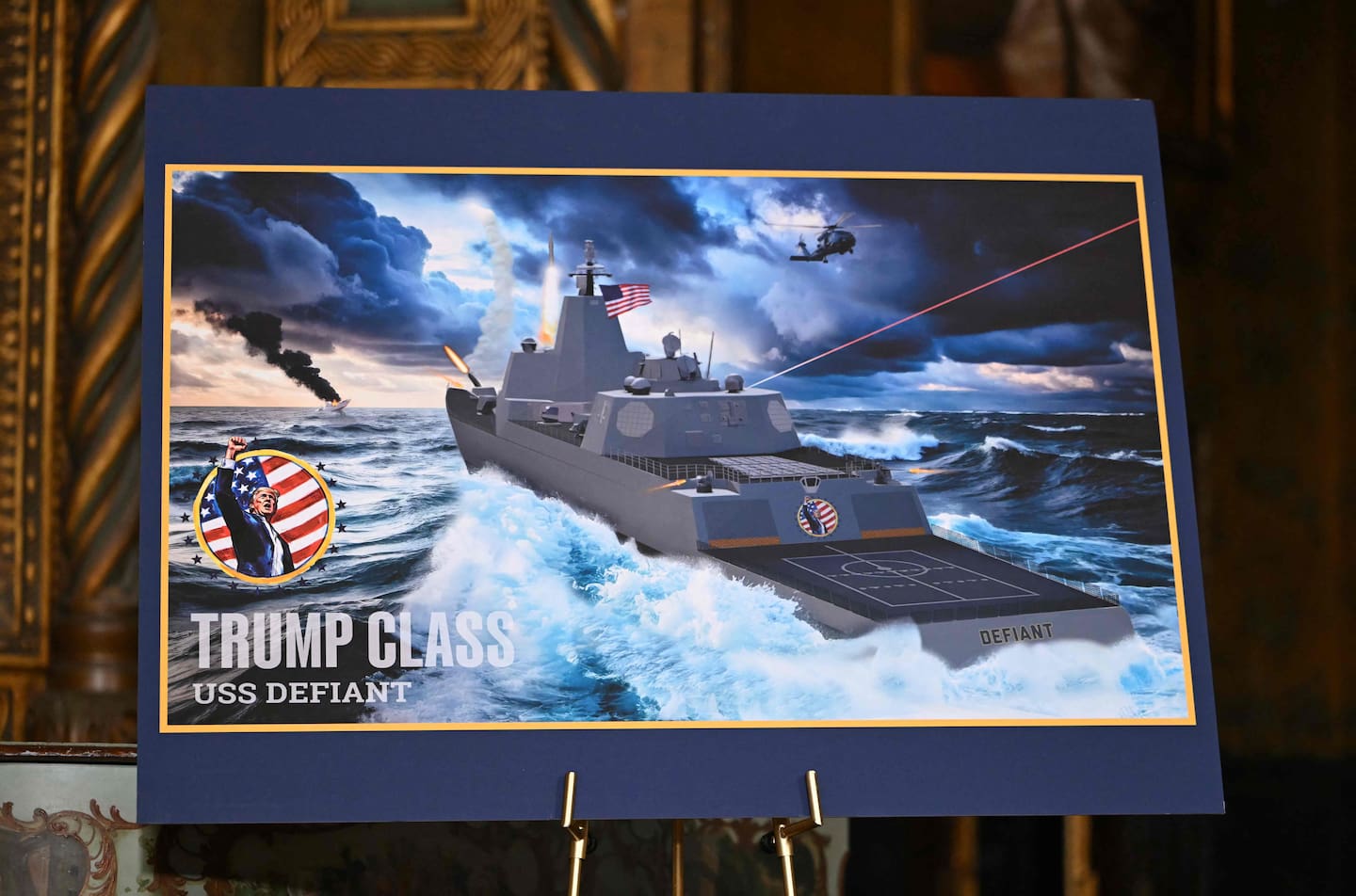 Donald Trump lors de l'annonce de la Trump Class USS Defiant