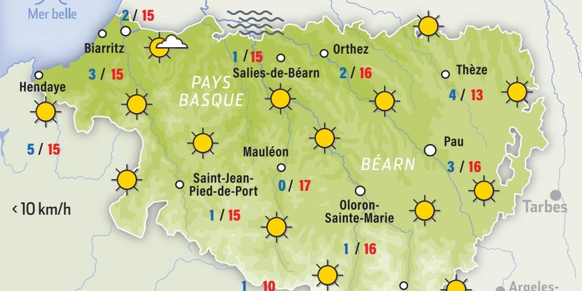 Météo dimanche: ciel clair et températures positives à Pau et dans les Pyrénées-Atlantiques