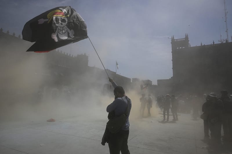 Drapeau One Piece lors d'une manifestation