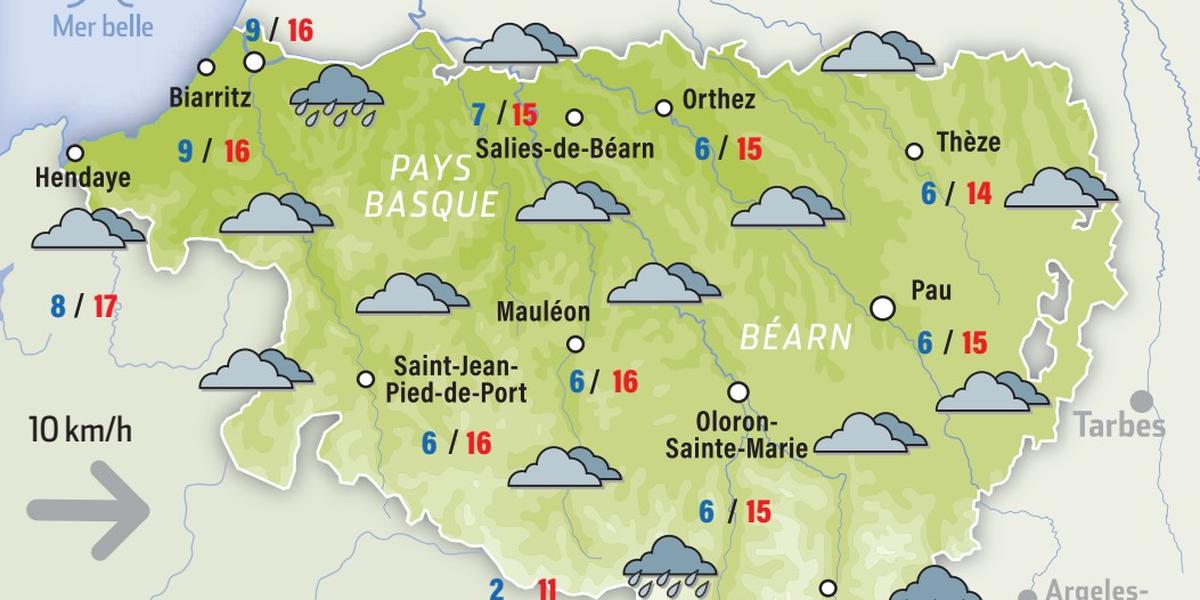 Carte météo Pau et Pyrénées-Atlantiques