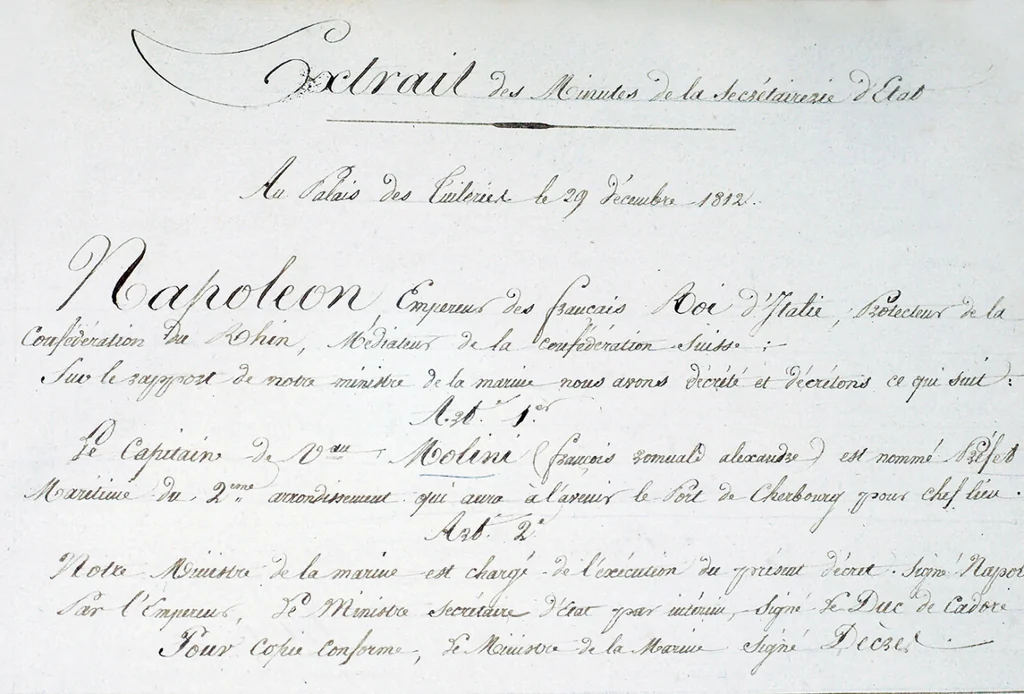Napoléon installe la Préfecture maritime à Cherbourg le 28 décembre 1812