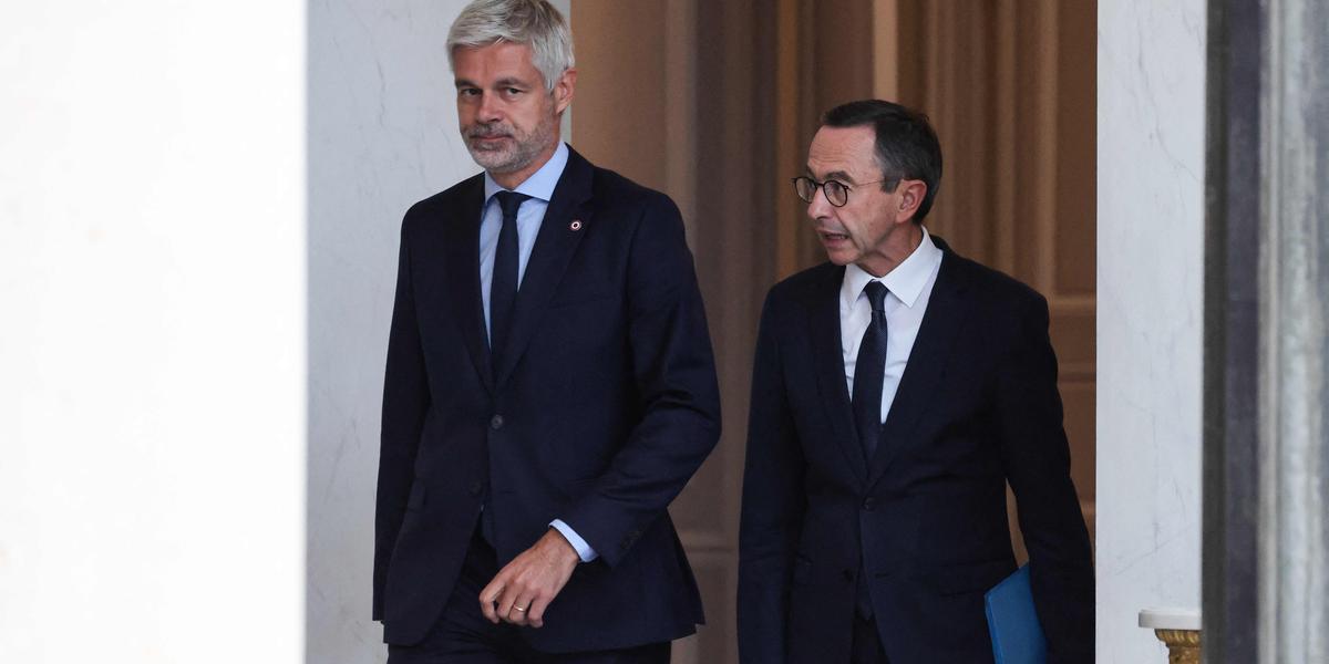 Portrait de Laurent Wauquiez lors d'une annonce politique