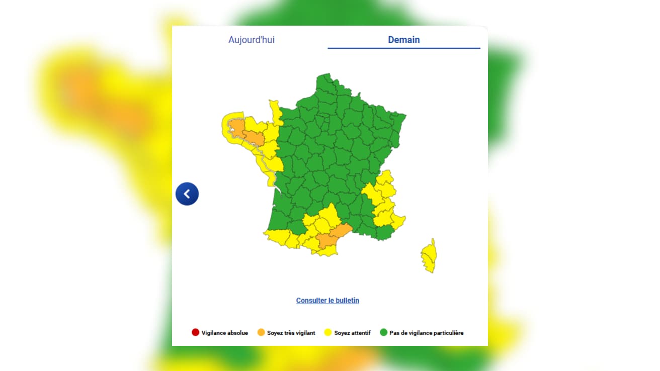 Carte météo Bretagne montrant Finistère et Morbihan