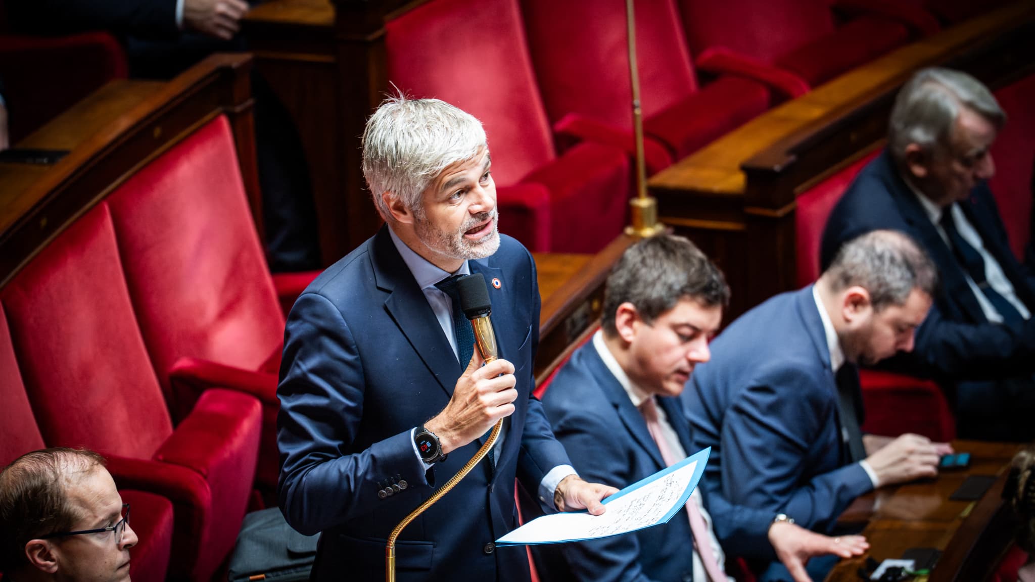 Laurent Wauquiez lors d'une conférence budgétaire