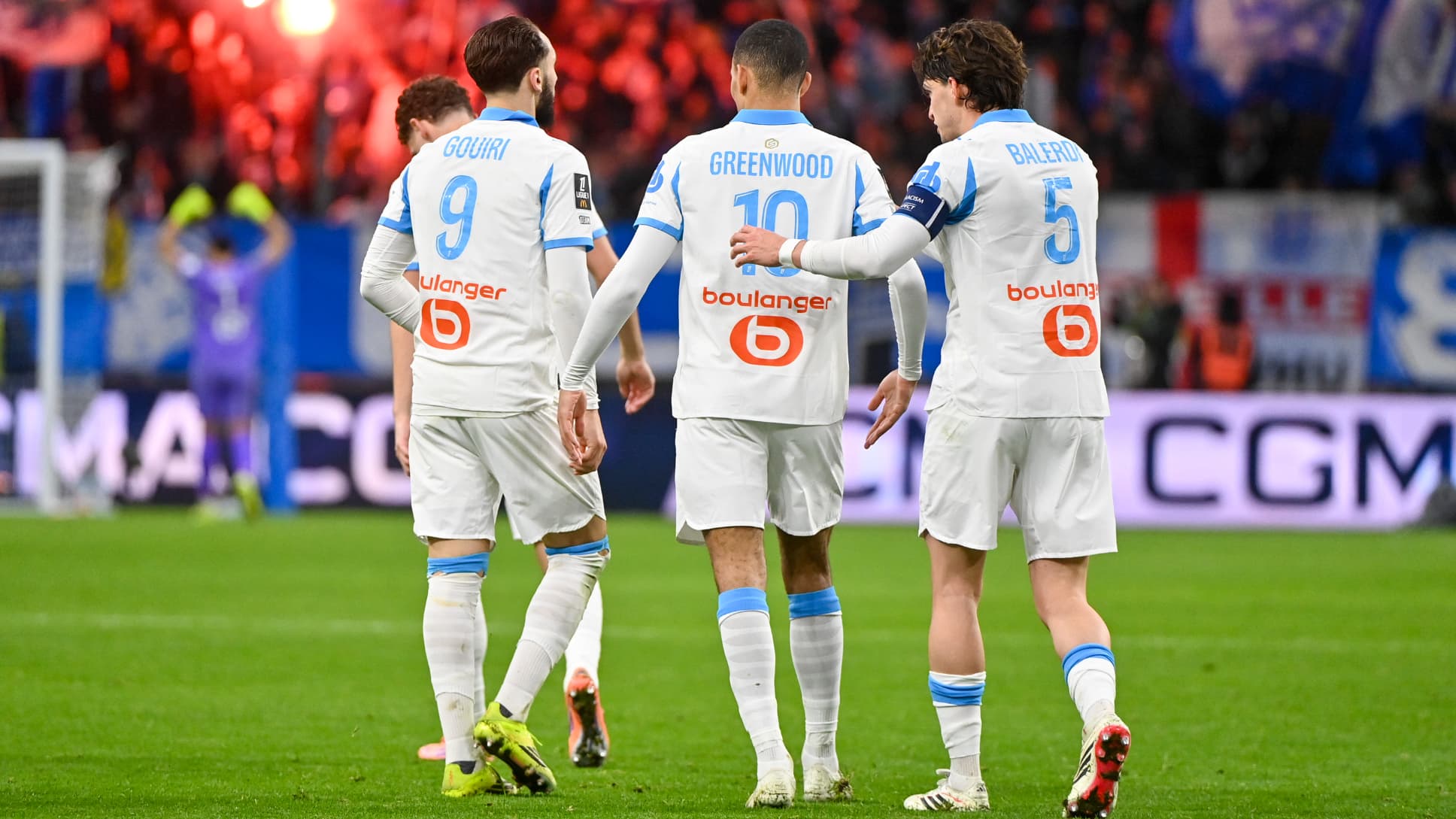 Joueurs de l'OM contre Lens