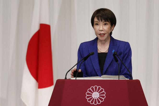 La première ministre japonaise, Sanae Takaichi, lors d’une conférence de presse au siège de son parti, le PLD, à Tokyo, le 9 février 2026.
